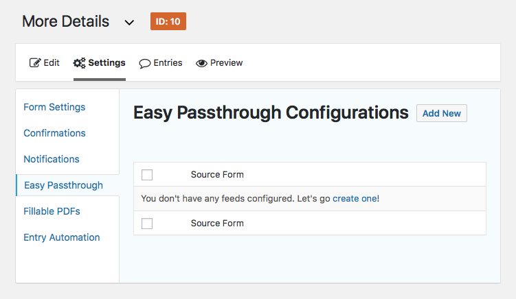 Easy Passthrough Configurations page
