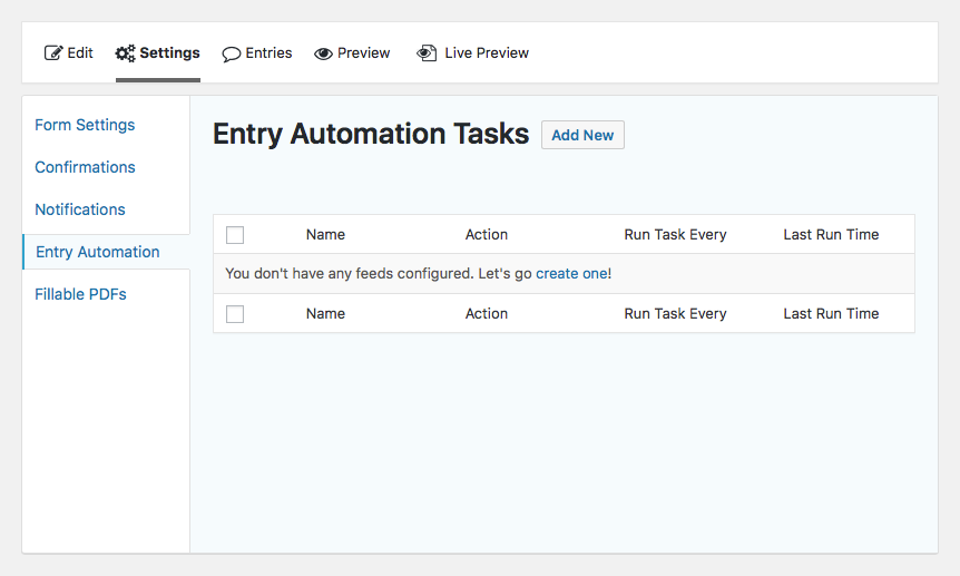 Entry Automation task list