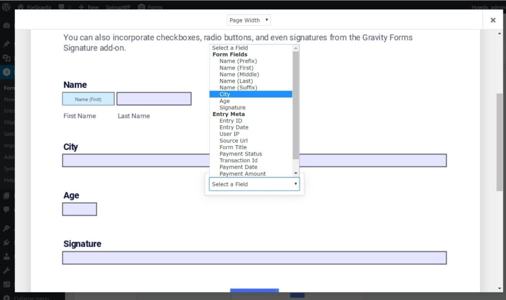 Map Gravity Forms to PDF fields