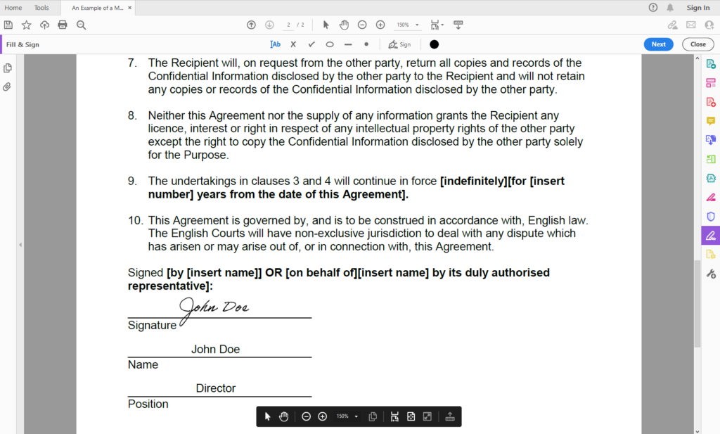 electronic signature contract