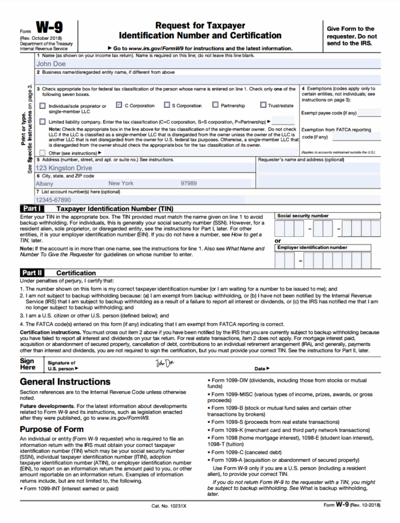 Form with e-signature